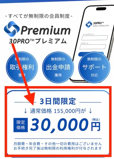 30PROプレミアムの参加費用は3万円