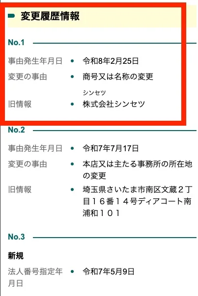 株式会社シンセツが名称変更していた