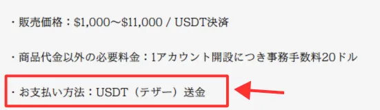 BUYMEの決済方法はUSDT（仮想通貨テザー）のみ