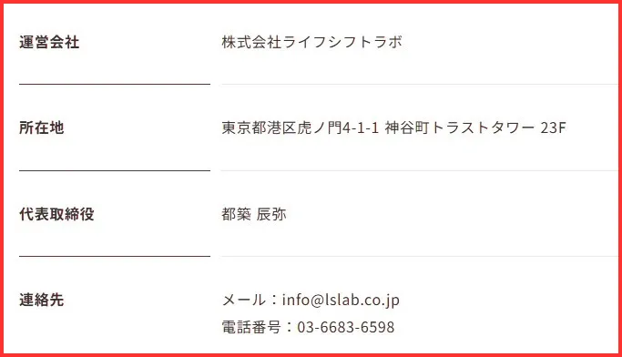ライフシフトラボ運営会社の情報