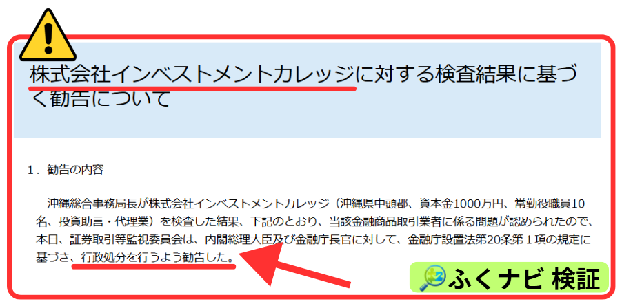 ウェルスオンの怪しいポイント①金融庁の行政処分発表ページ(2015年10月20日)