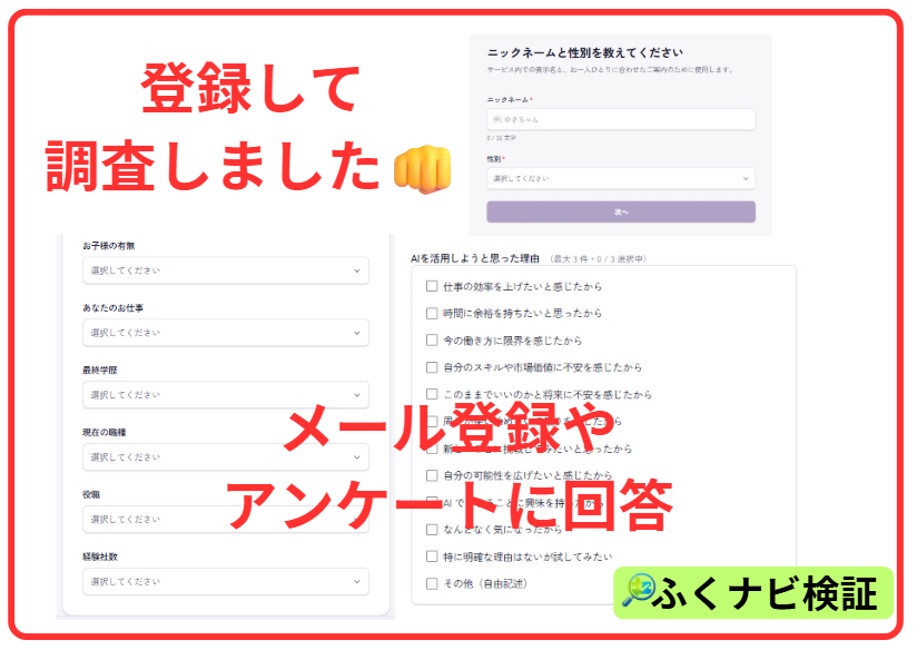 登録やアンケート回答