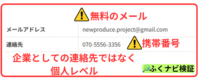 ニュープロデュース運営は個人レベルの連絡先