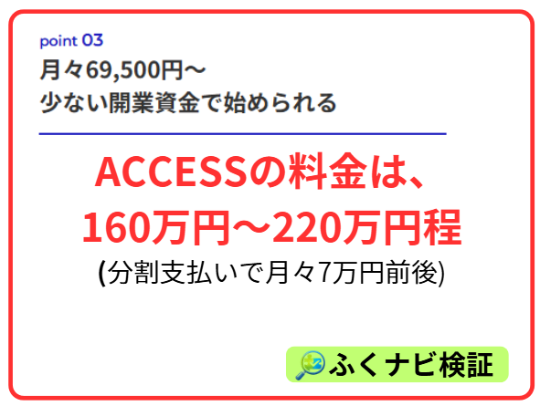 輸出物販ビジネスACCESSの料金
